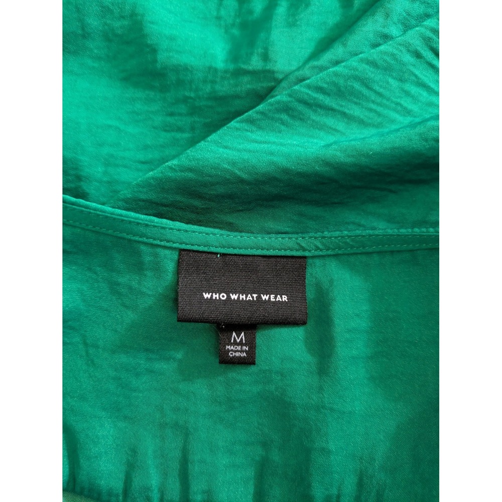 Who What Wear Green Ruffle Wrap Tie Mid Length Flutter Sleeve Dress MED - Picture 5 of 5